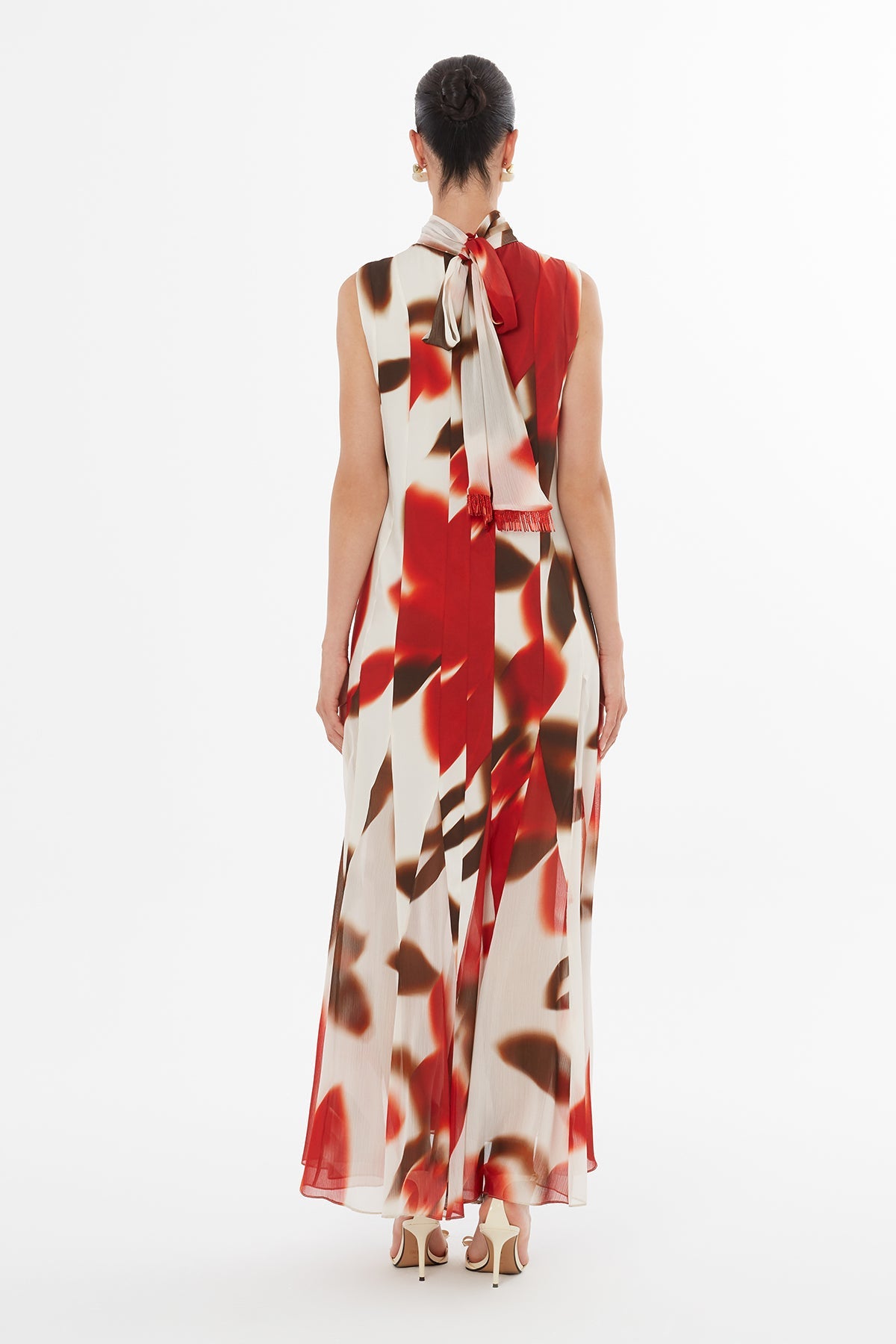 Embroidered Scarf-Hem Maxi Dress