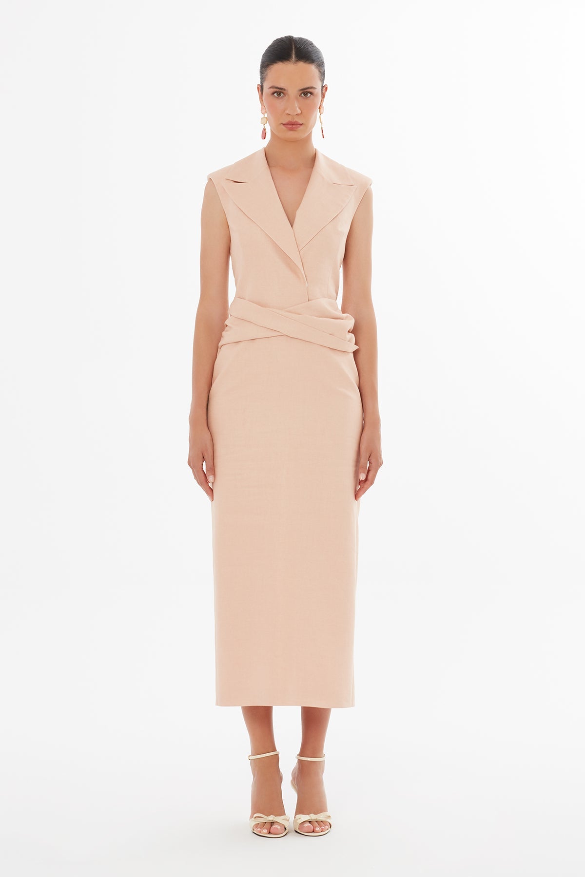 Pink Shoulder Padded Maxi Dress