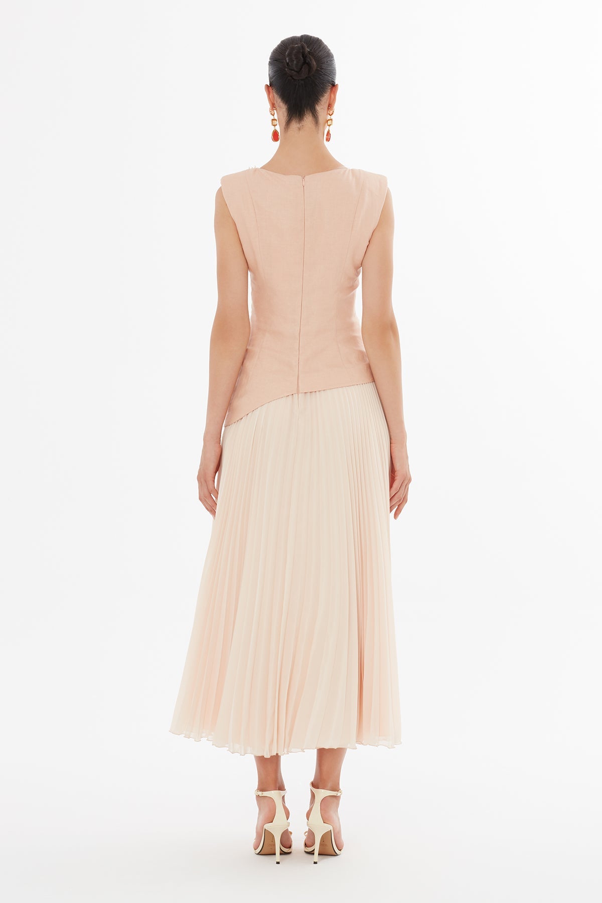 Pink Asymmetric Beaded Dress