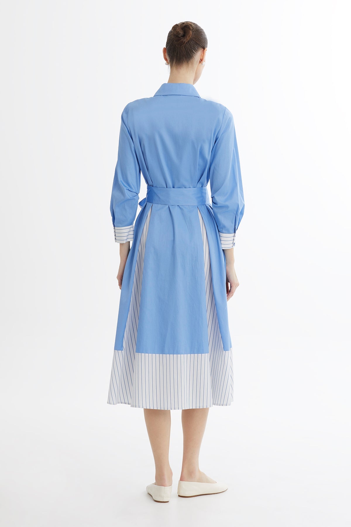 Blue Belted Shirt Dress N