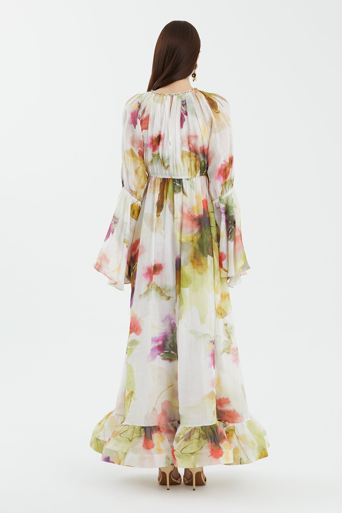 Embroidered Collar Printed Dress