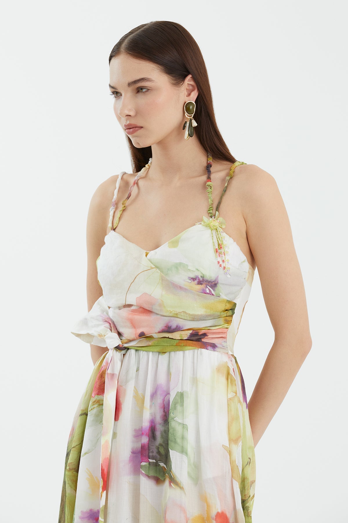 Embroidered Floral Print Dress