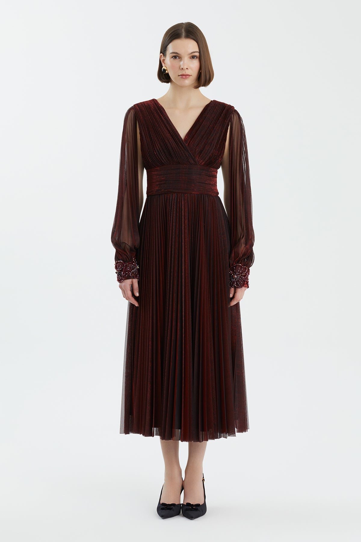 Red Embellished Maxi Dress