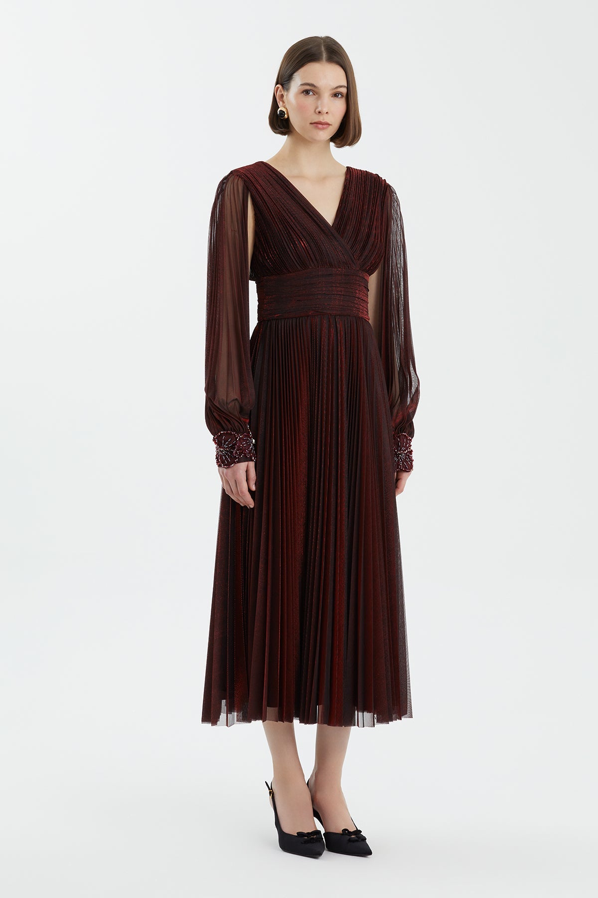 Red Embellished Maxi Dress