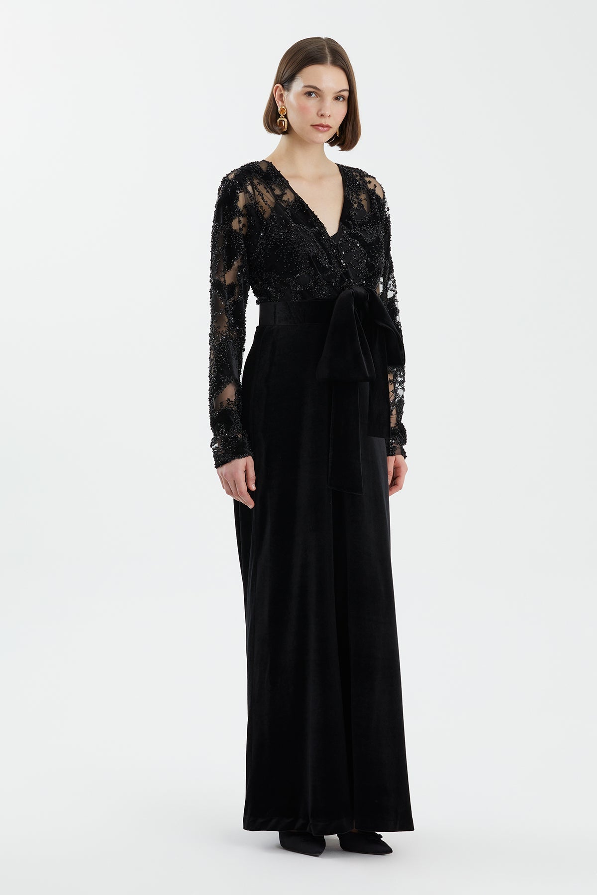 Black Belt Detail Maxi Dress