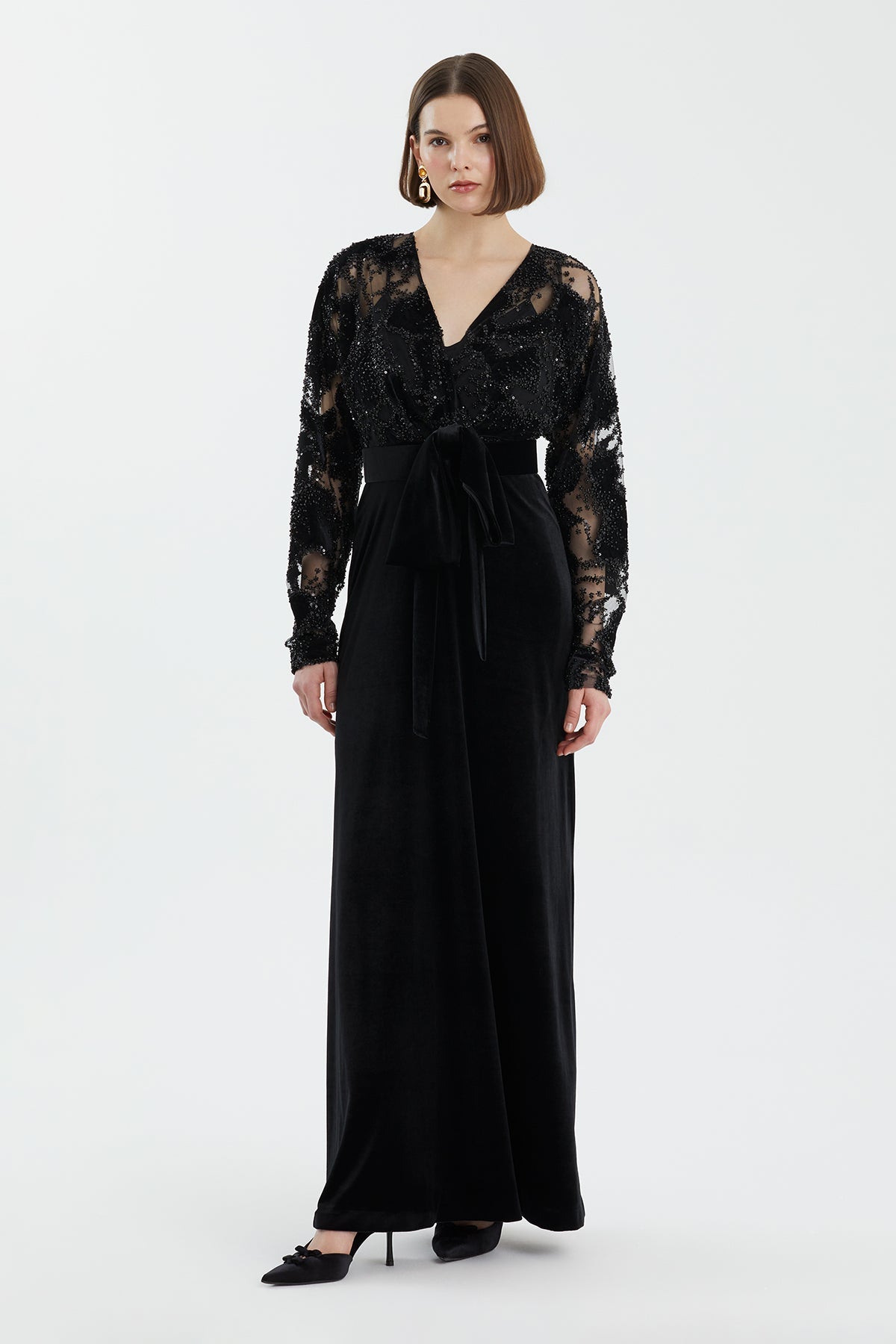 Black Belt Detail Maxi Dress