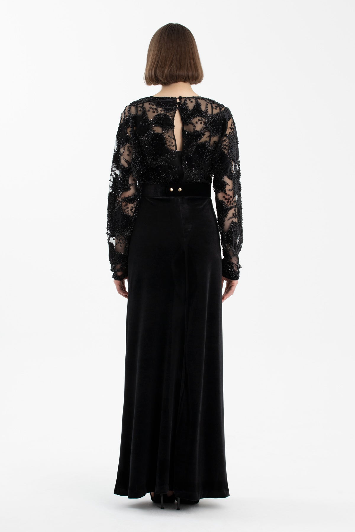 Black Belt Detail Maxi Dress