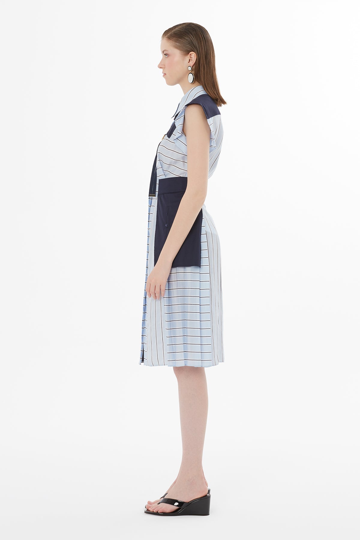 Blue Buckle Detail Unlined Dress N