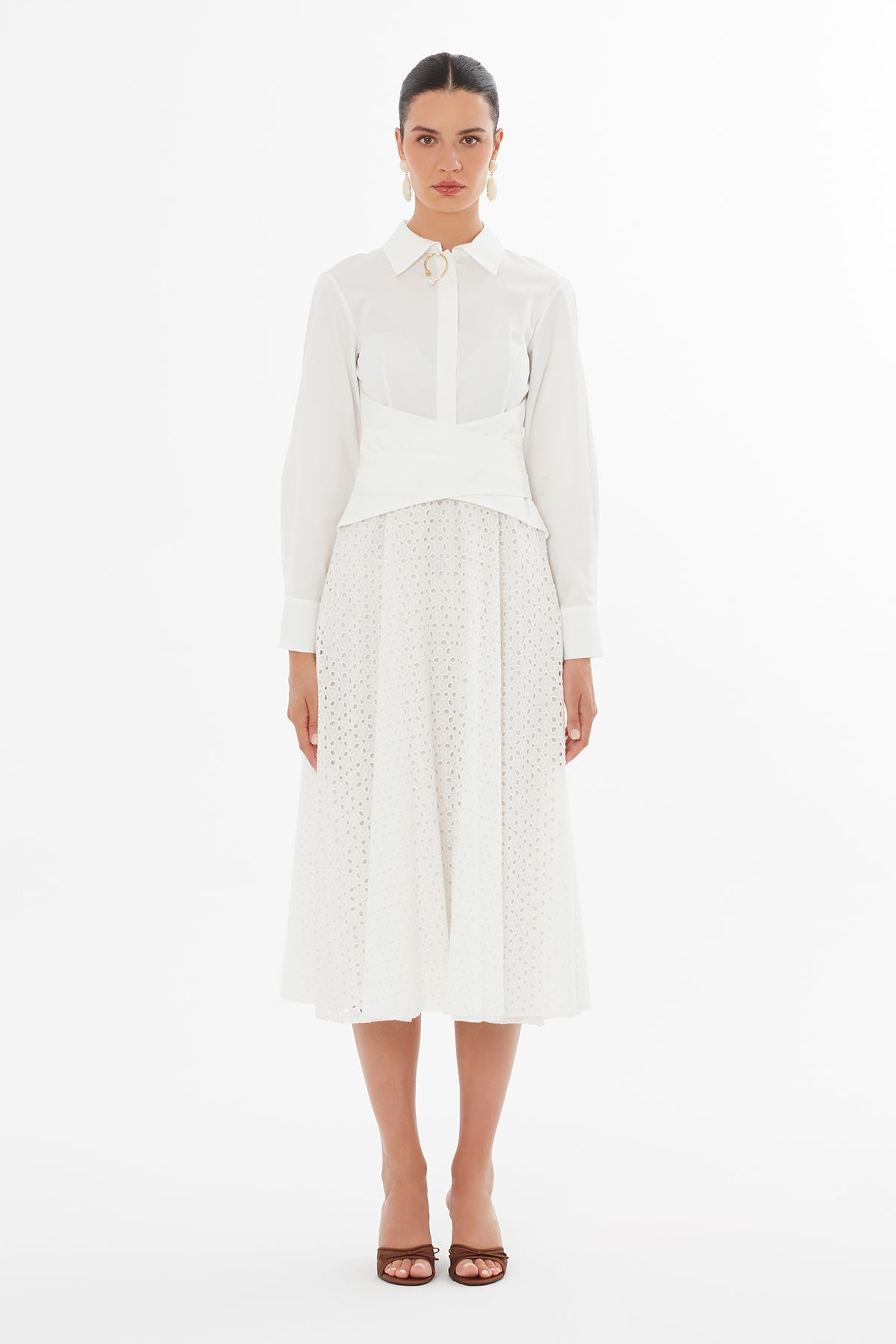 Ecru Collared Maxi Dress N