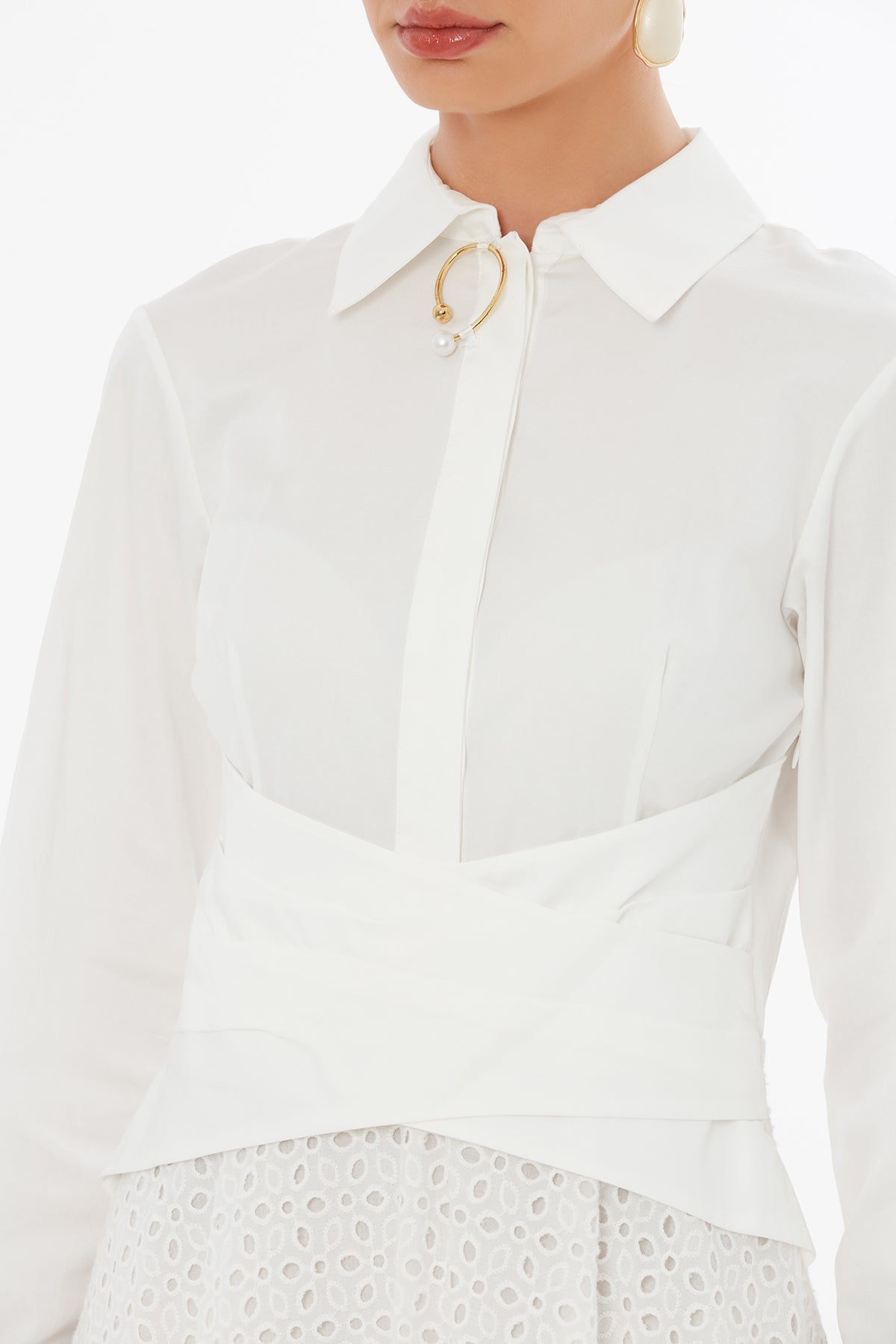 Ecru Collared Maxi Dress N