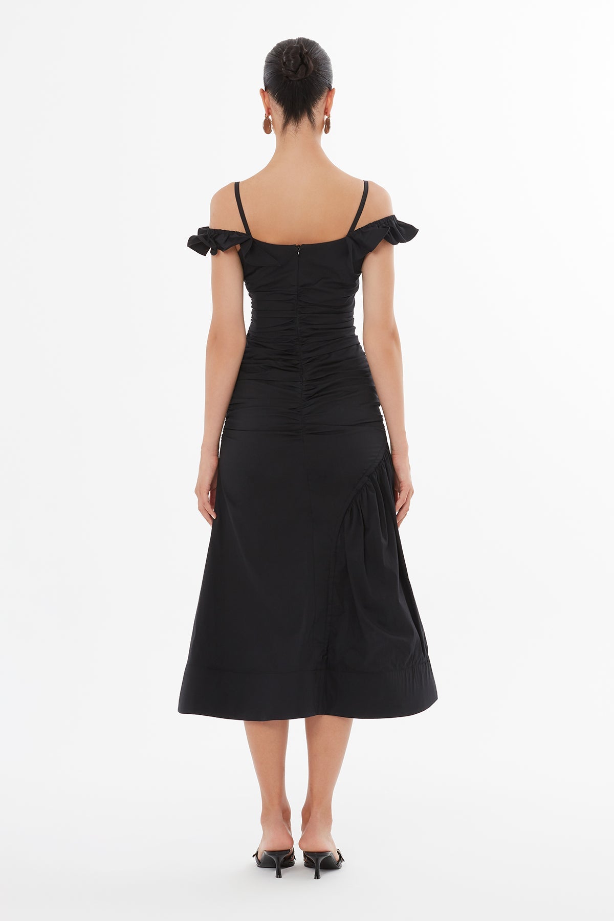 Black Gathered Strap Dress