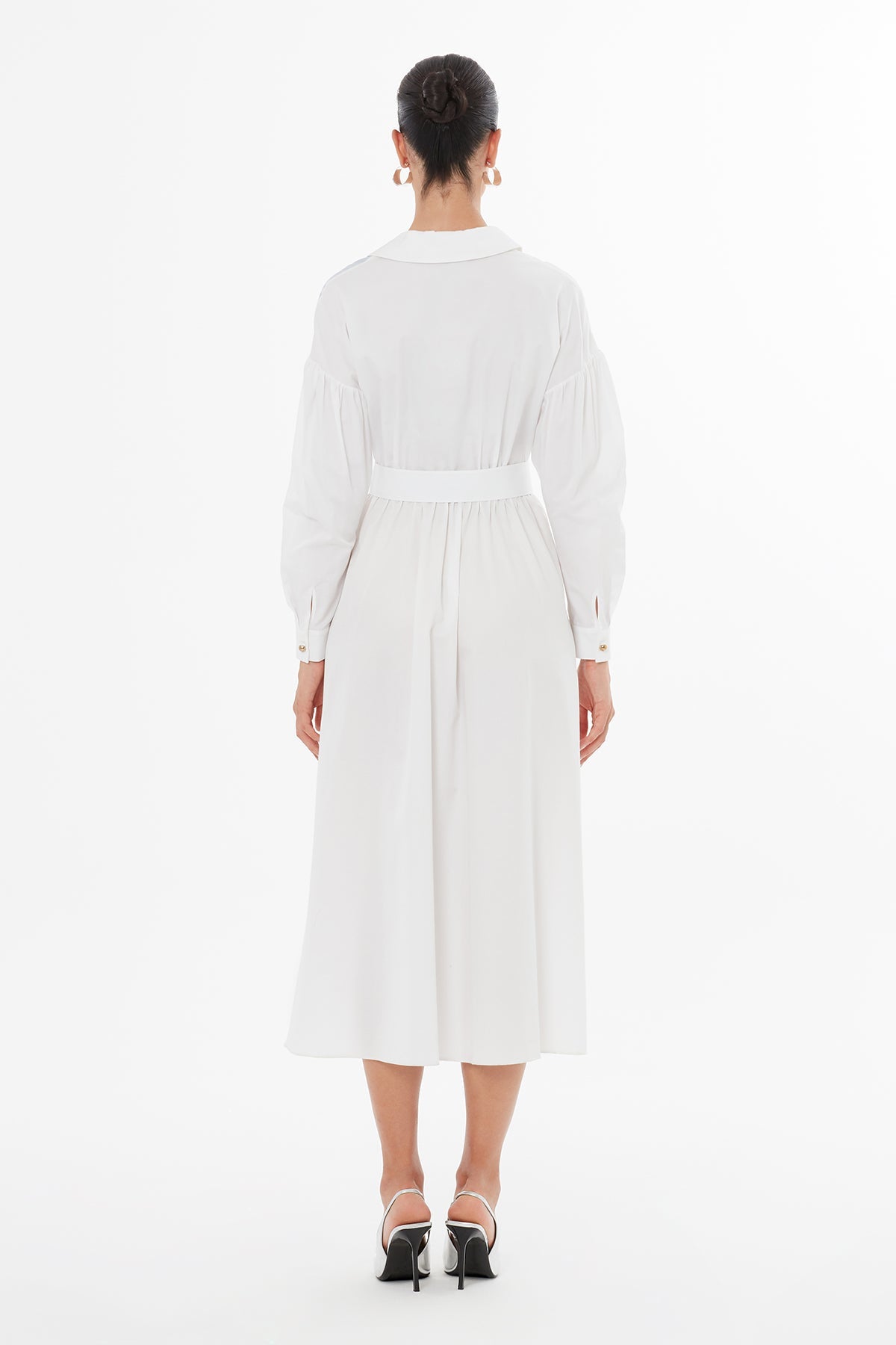 White Beaded Belted Dress