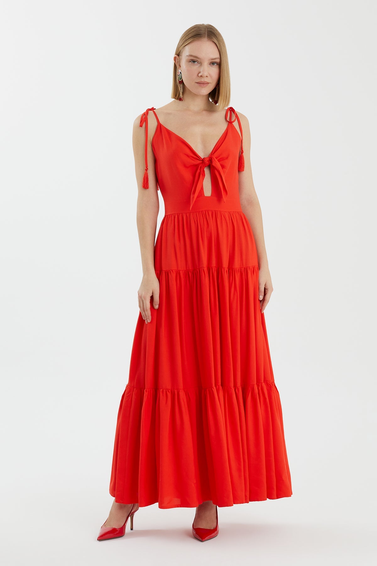 Red Tie Detail Dress
