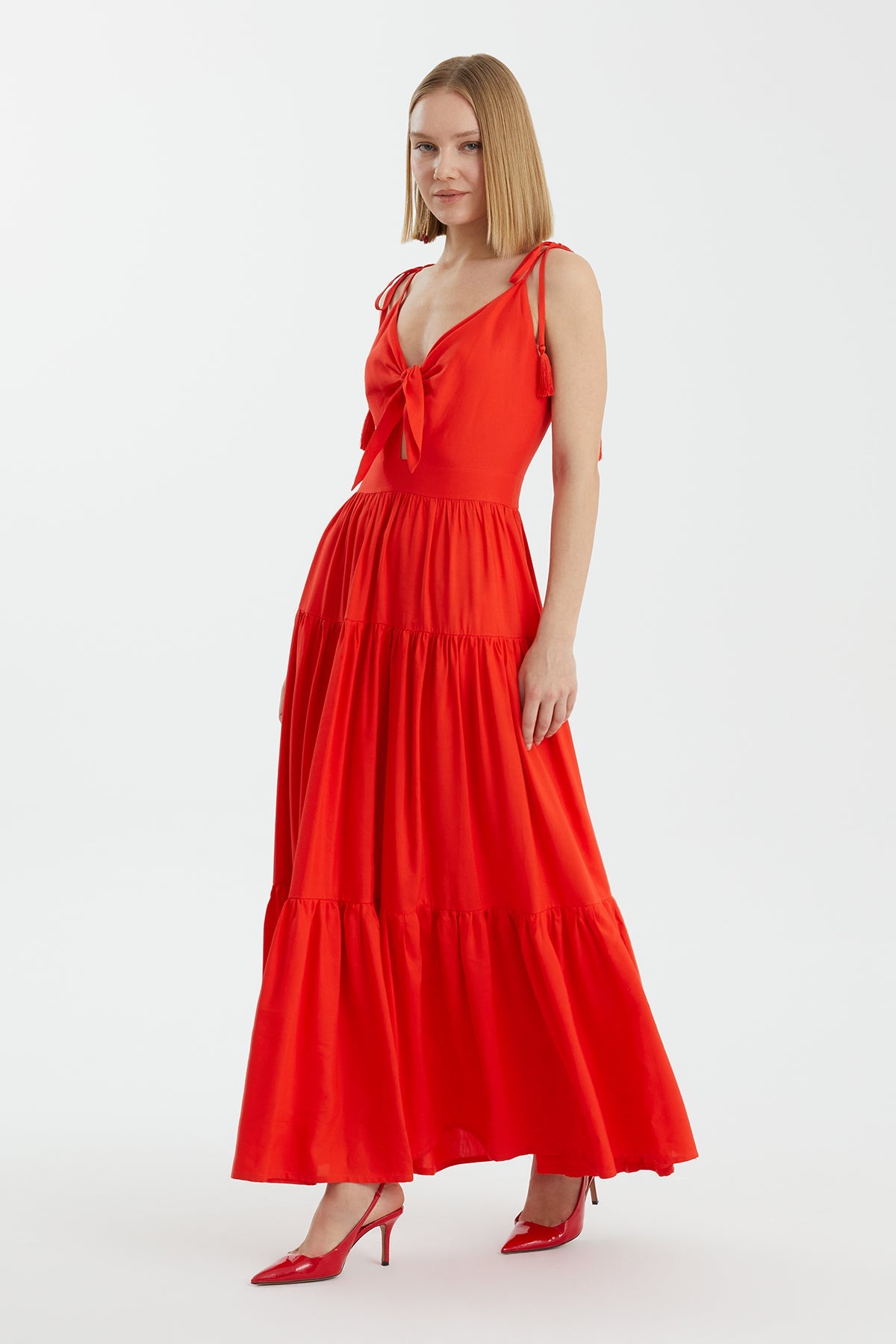 Red Tie Detail Dress