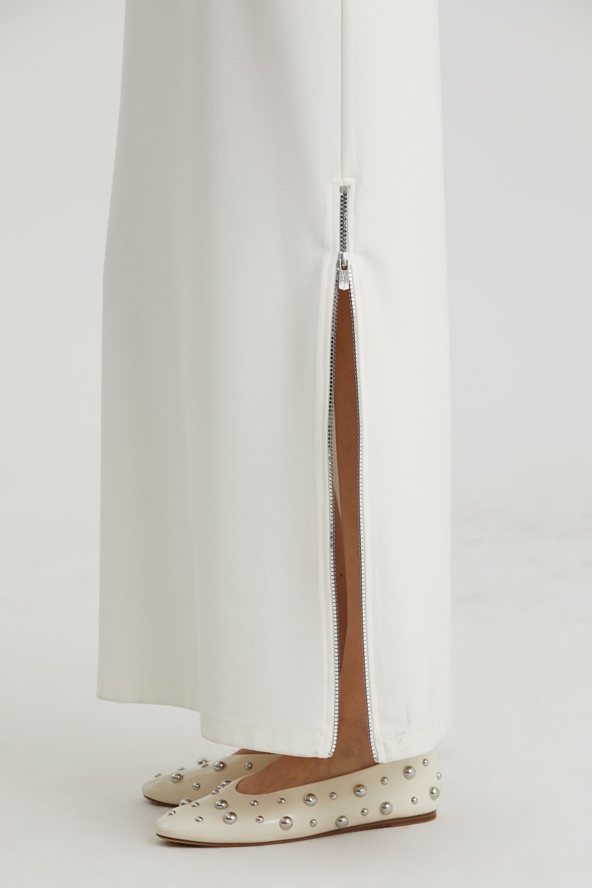 White Floral Embroidered Stretch Dress