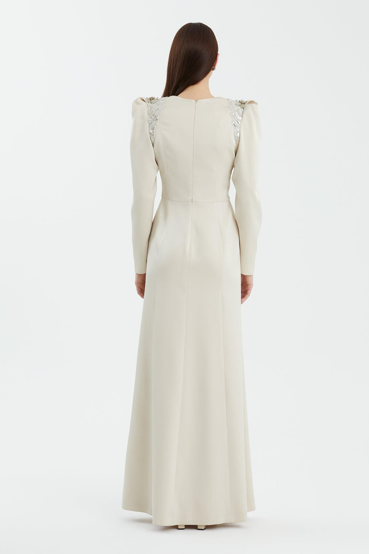 Beige Baige Embellished Slit Detail Dress