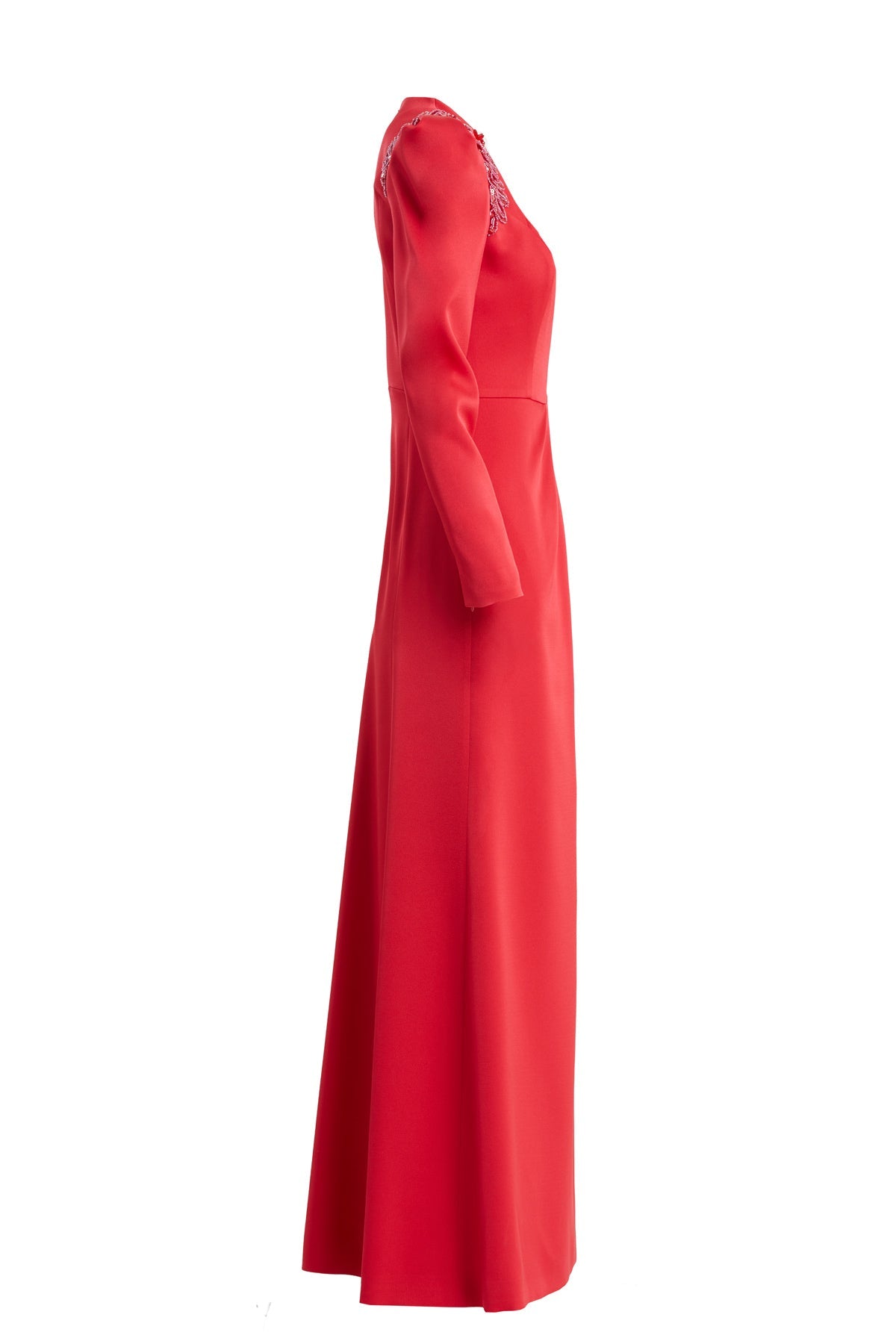 Red Embellished Slit Detail Dress