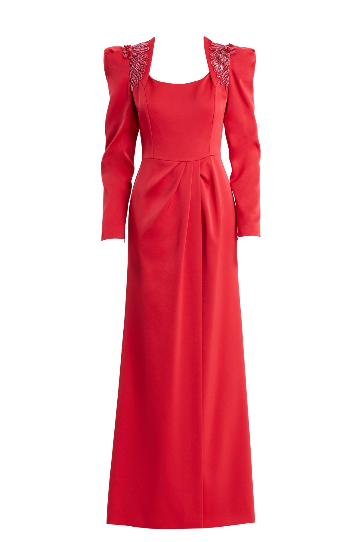 Red Embellished Slit Detail Dress