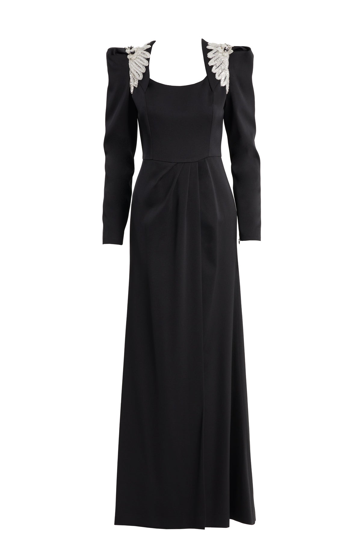 Black Embellished Slit Detail Dress