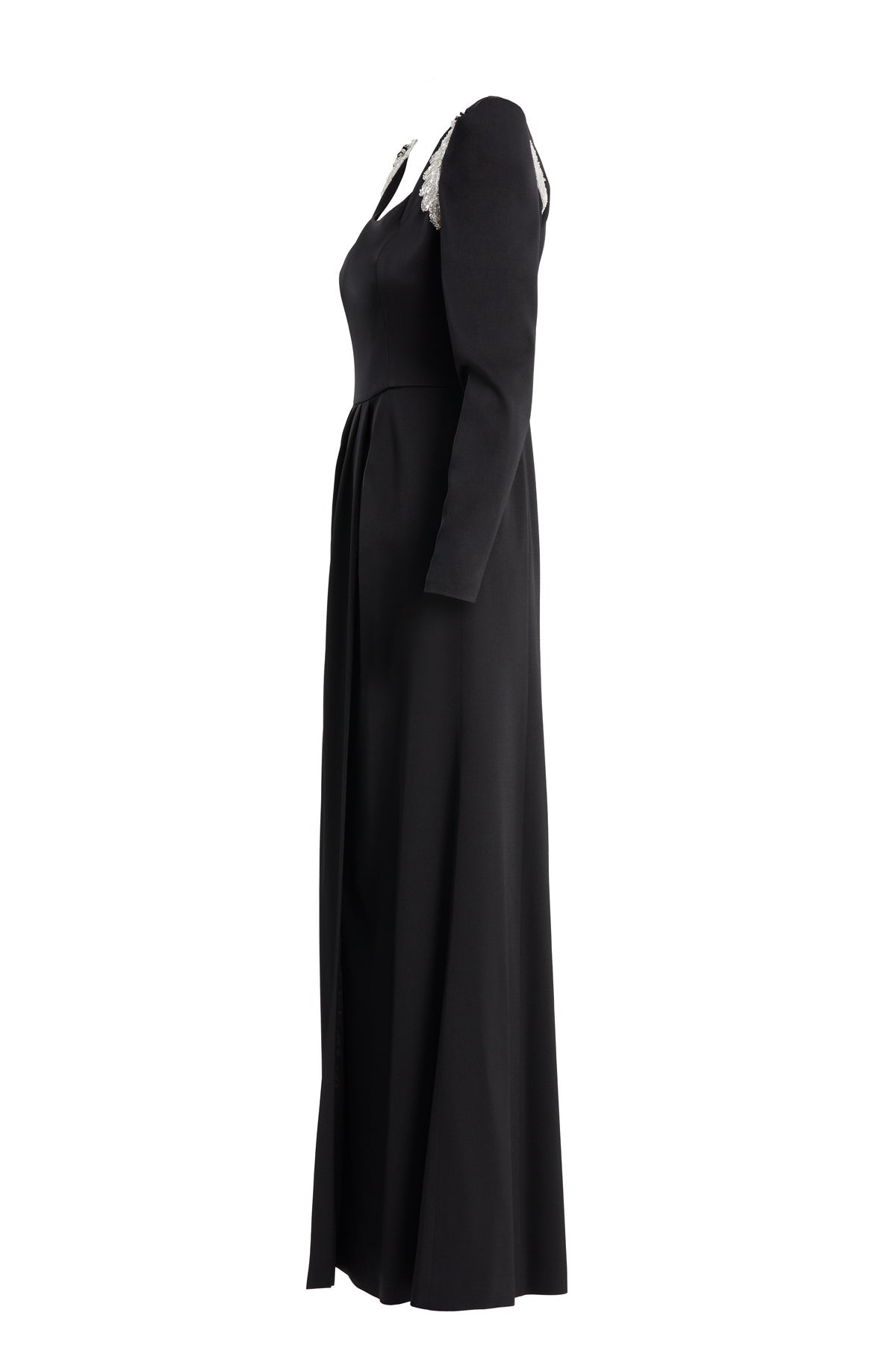 Black Embellished Slit Detail Dress