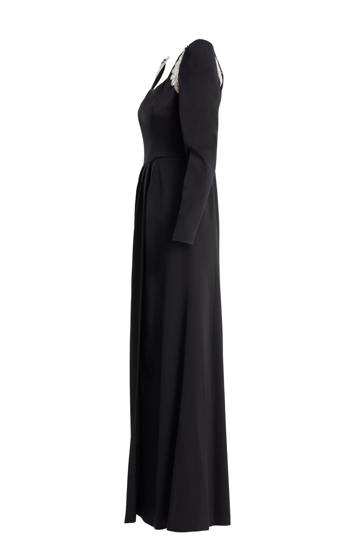 Black Embellished Slit Detail Dress