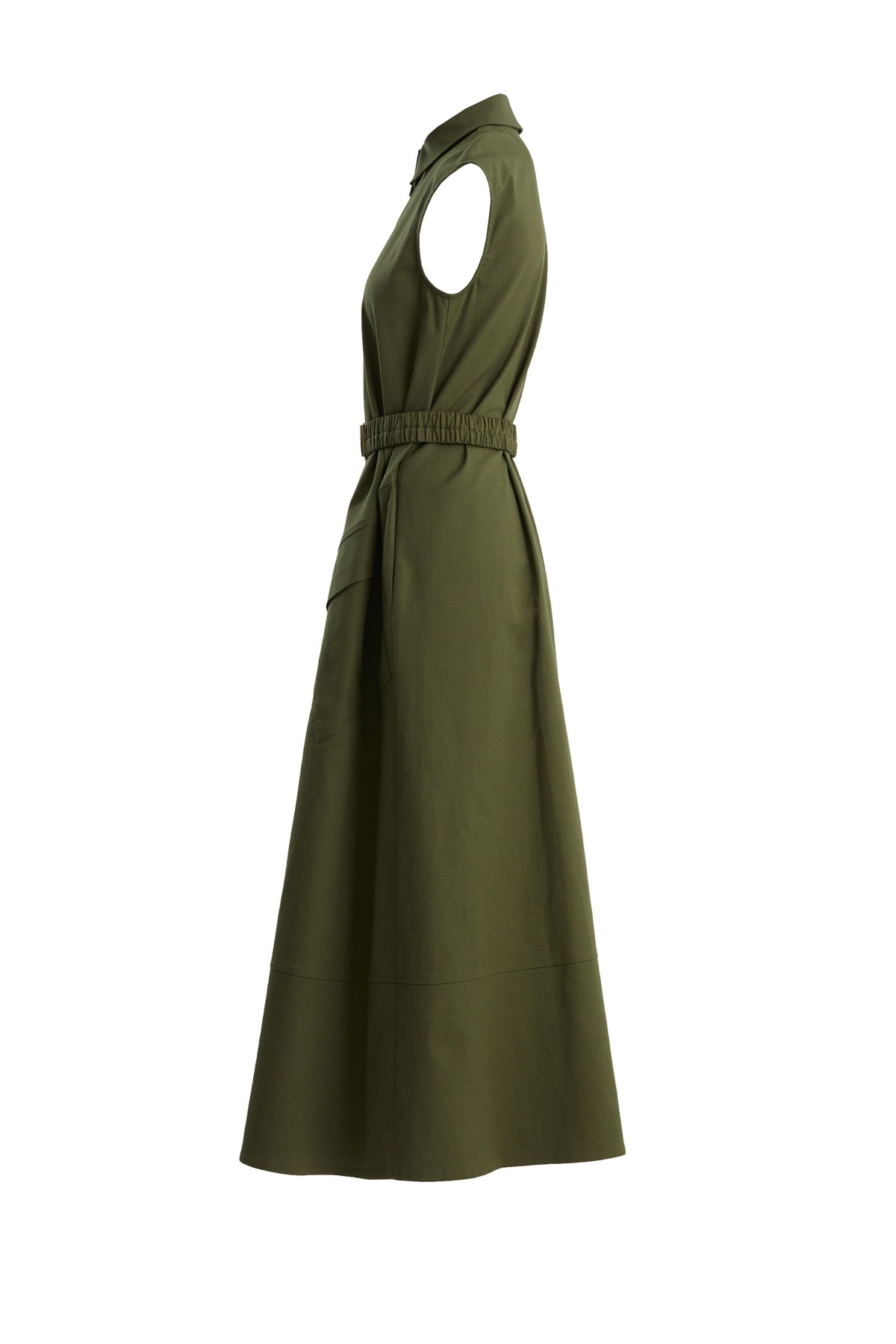 Green Sleeveless Shirt Dress
