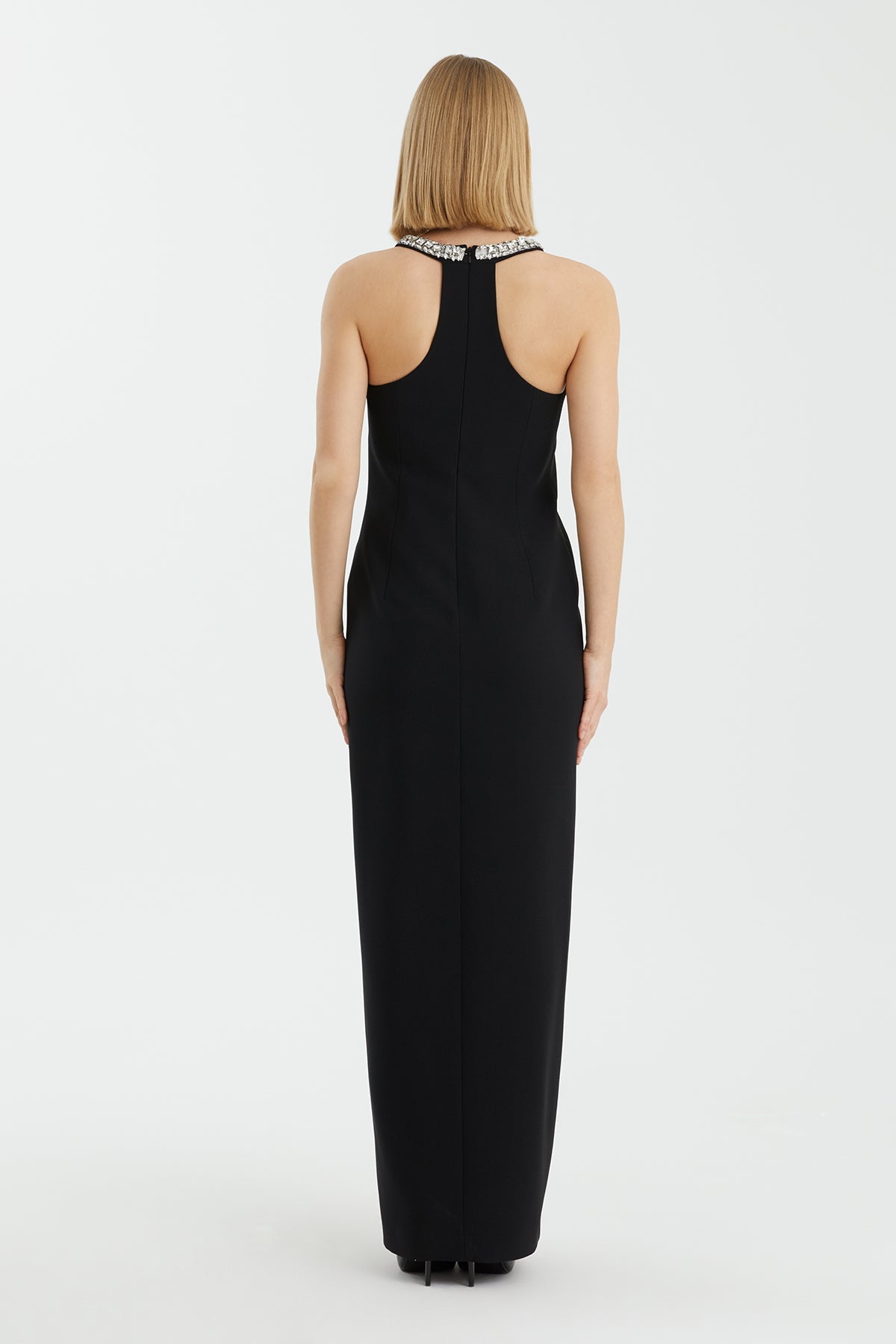 Black Maxi Dress with Embroidered Details
