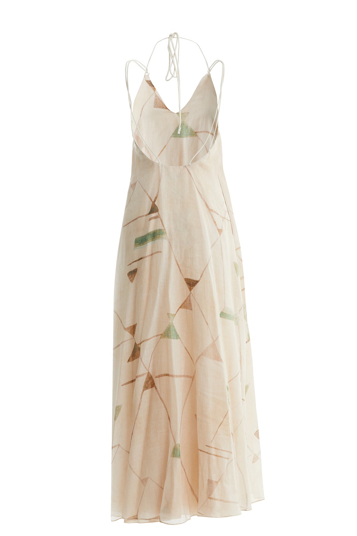 Beige Strappy Printed Relaxed Dress