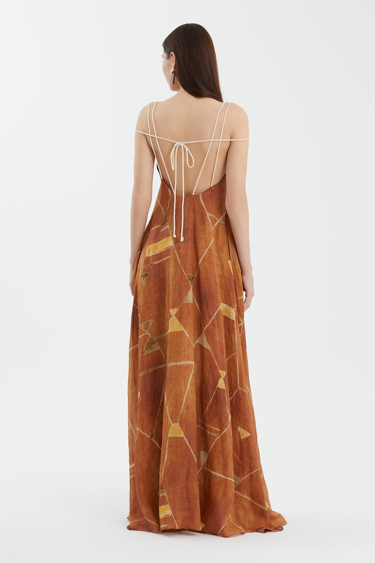 Brown Strappy Printed Relaxed Dress