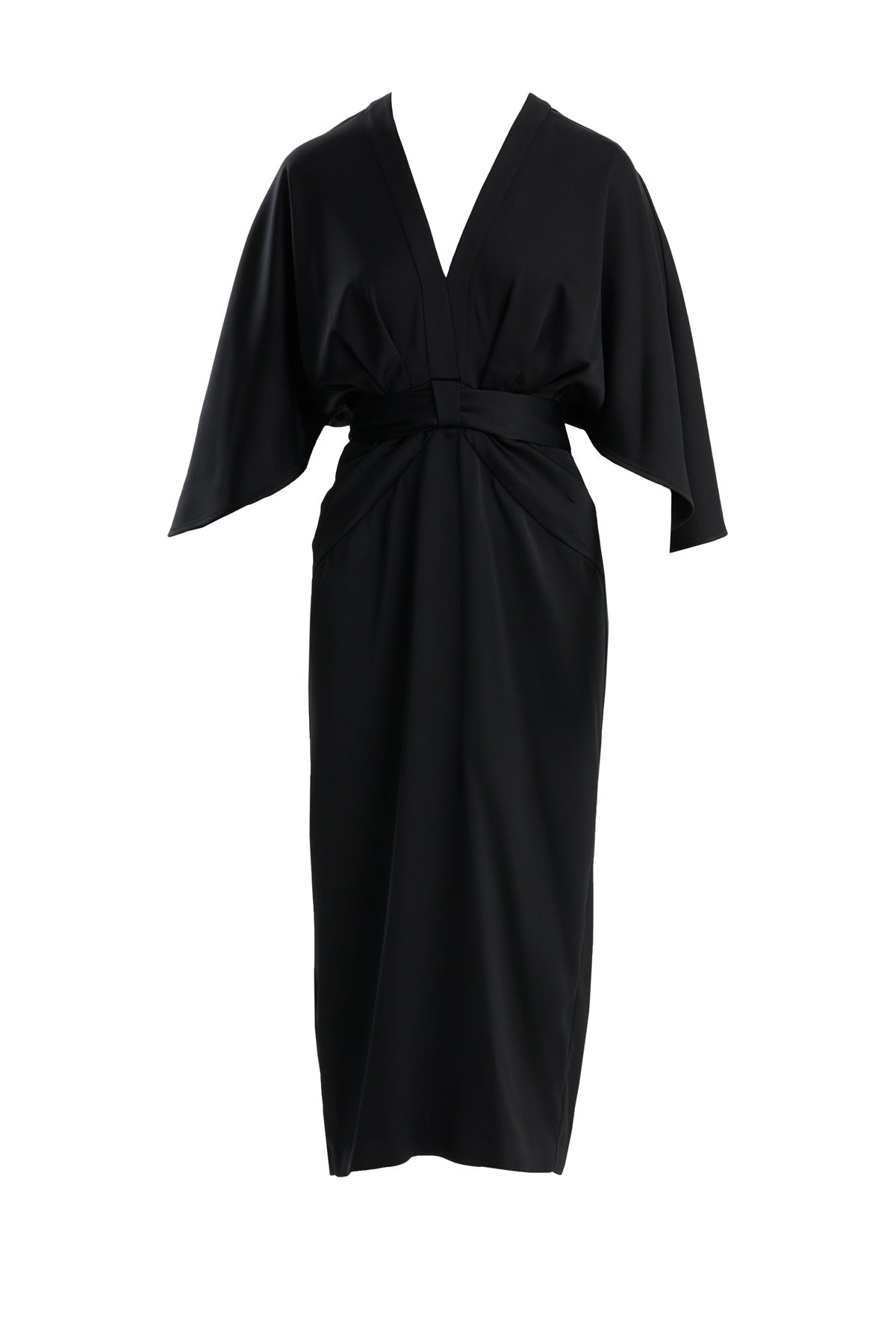 Draped Three-Quarter Sleeve Long Dress