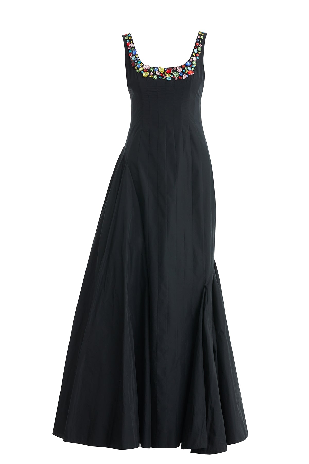 Colorful Stone-Embellished Neckline Maxi Dress