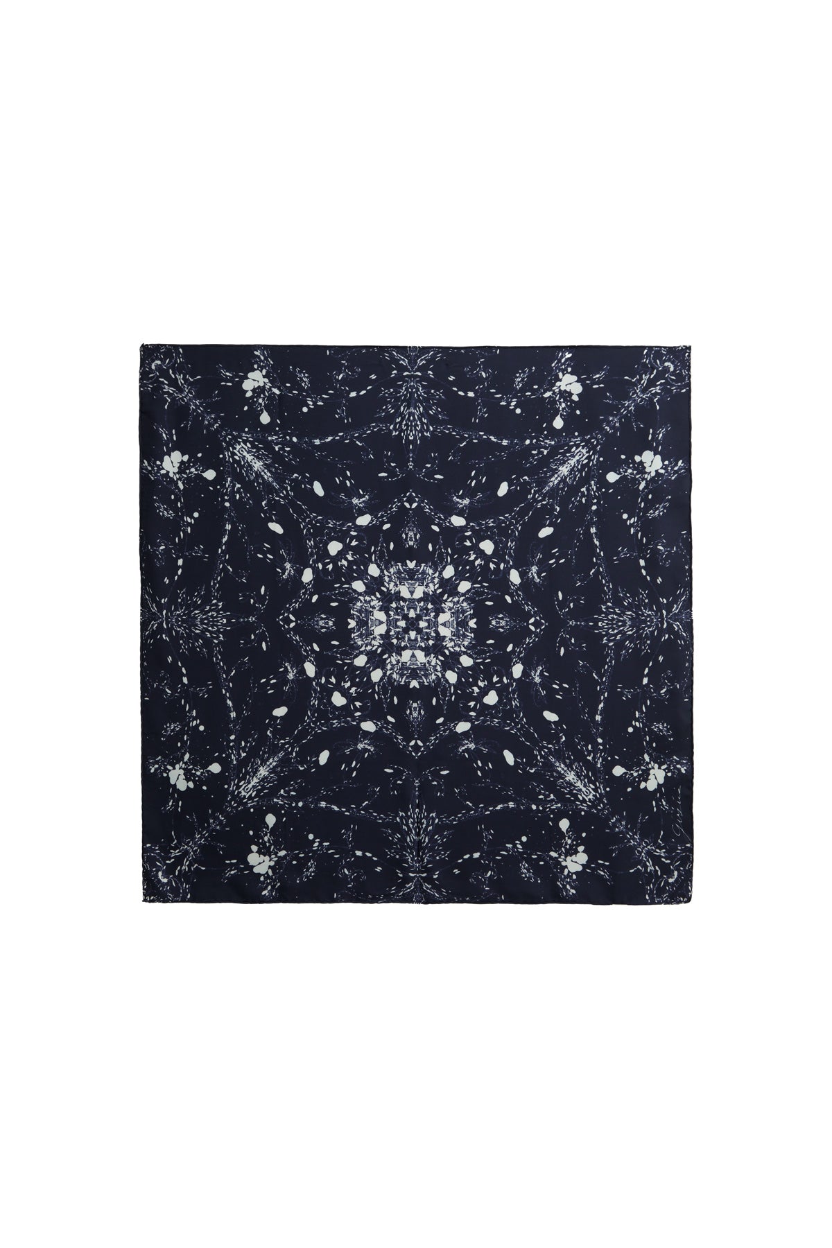 Navy Midnight Embroidery Silk Scarf