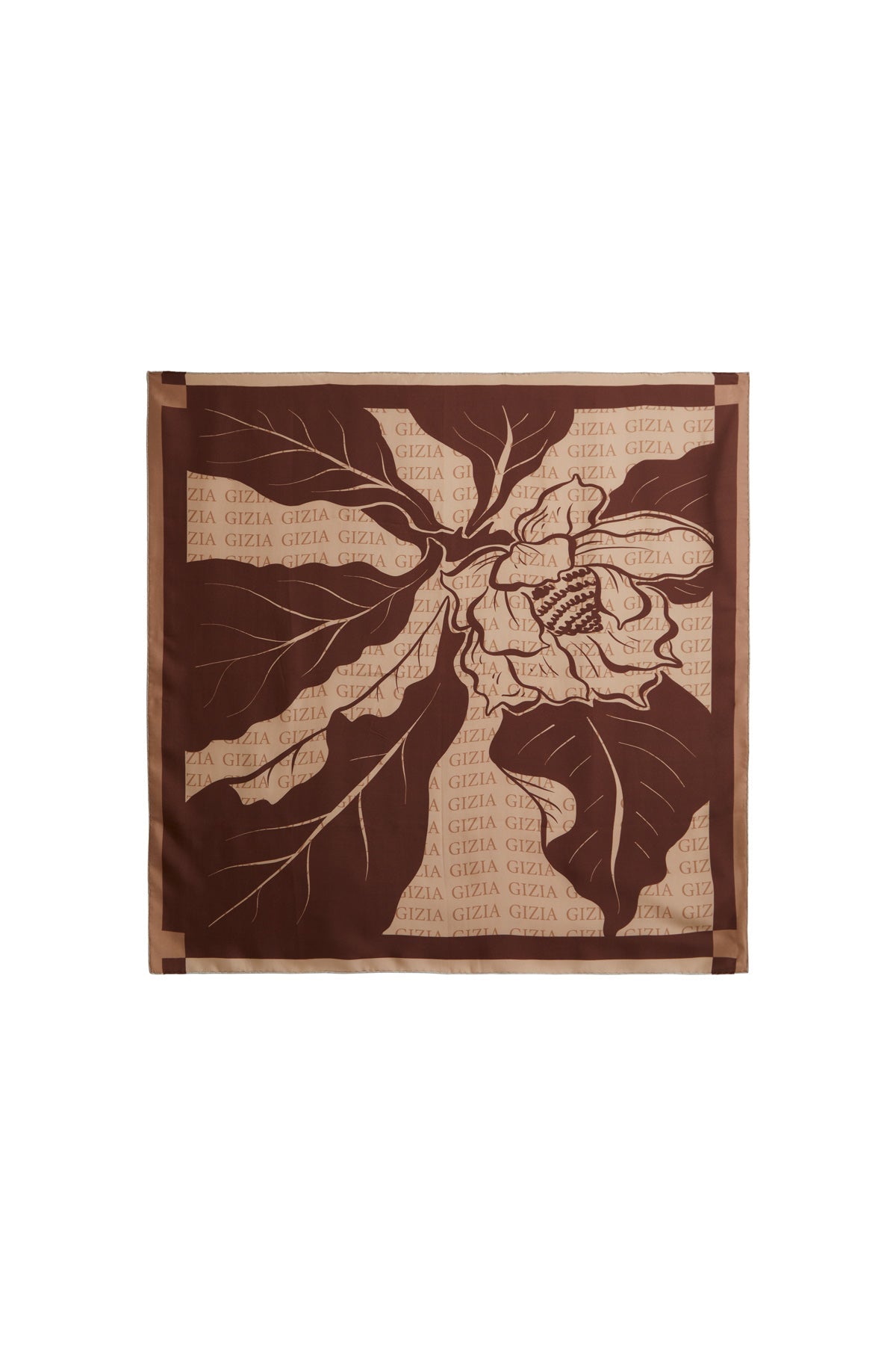 Brown Printed Silk Scarf