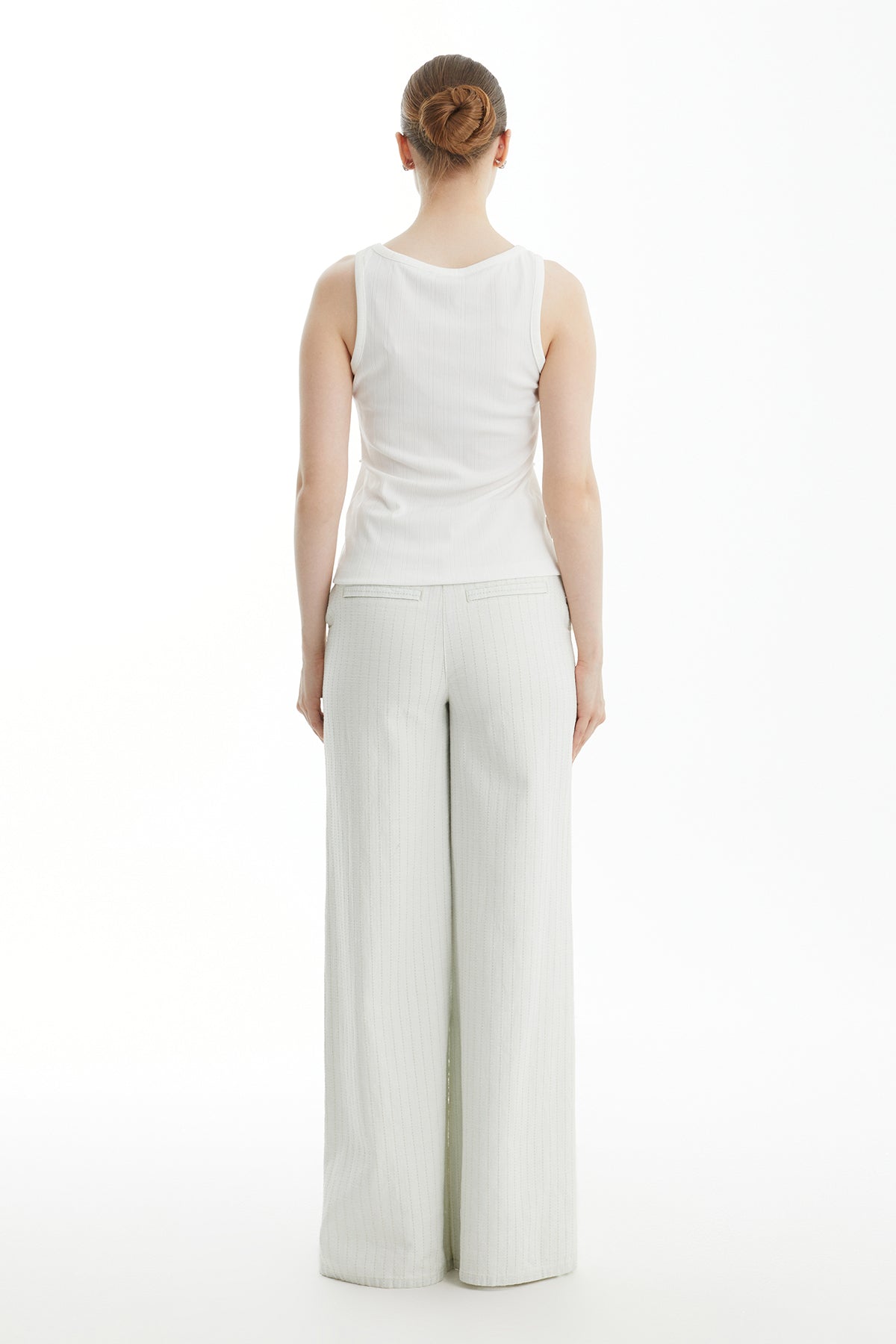 White Embroidered Sleeveless Blouse