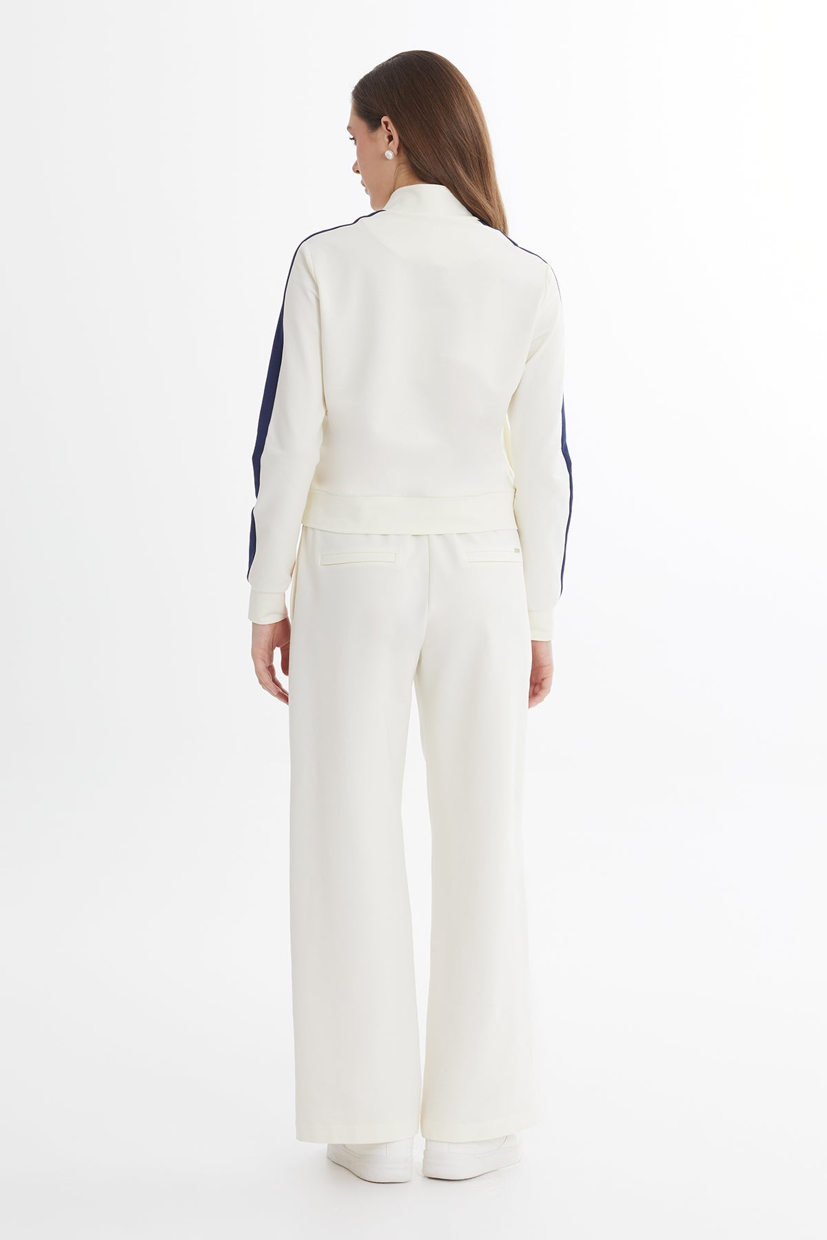 Ecru Trim Detail Jacket Sweat Set