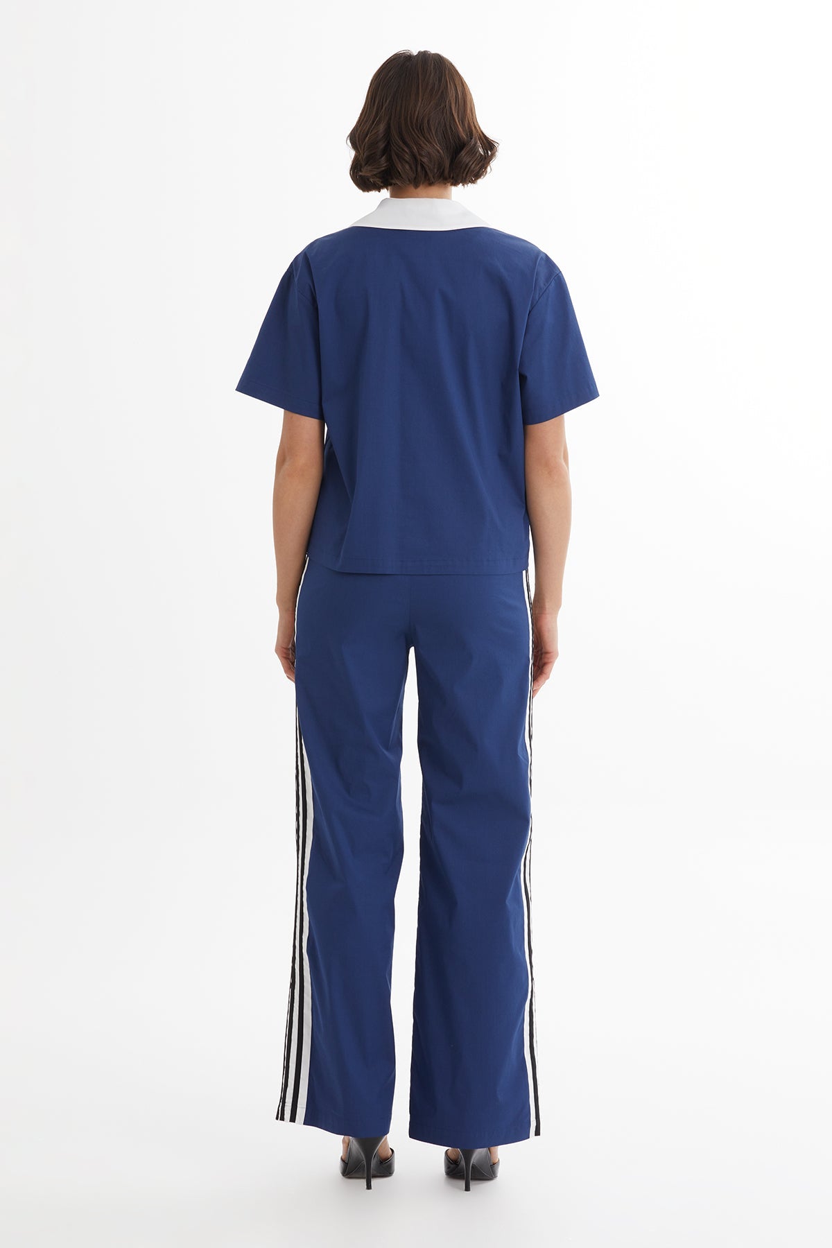 Dark Navy Shirt Detail Track Suit Set