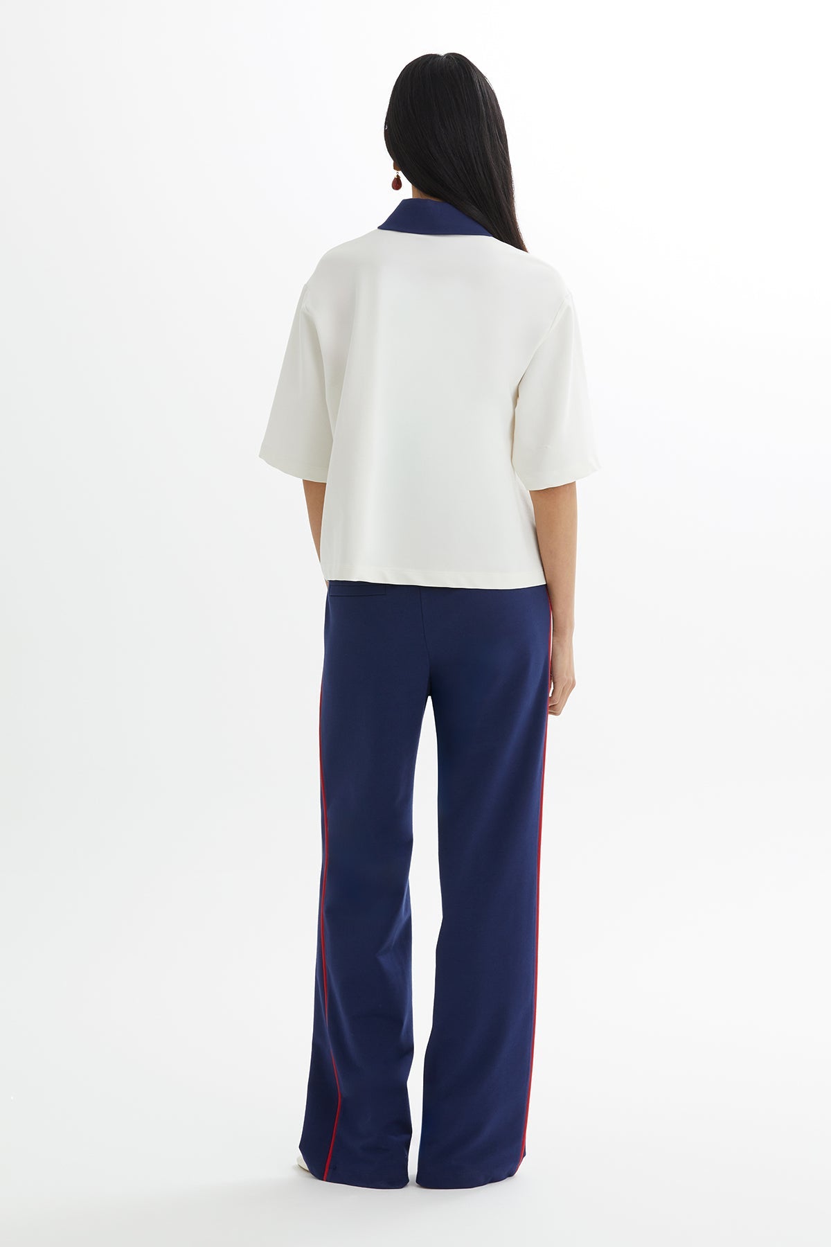 Ecru Blouse Elastic-Waist Track Set