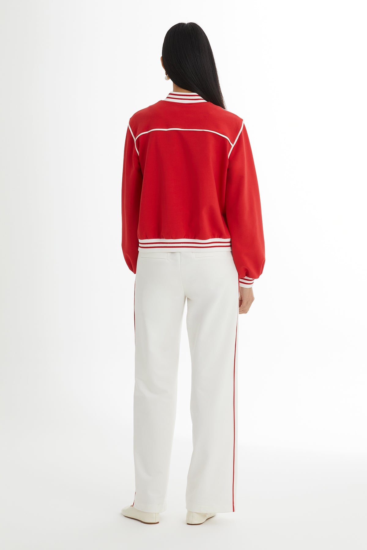 Red Blazer Elastic-Waist Track Set