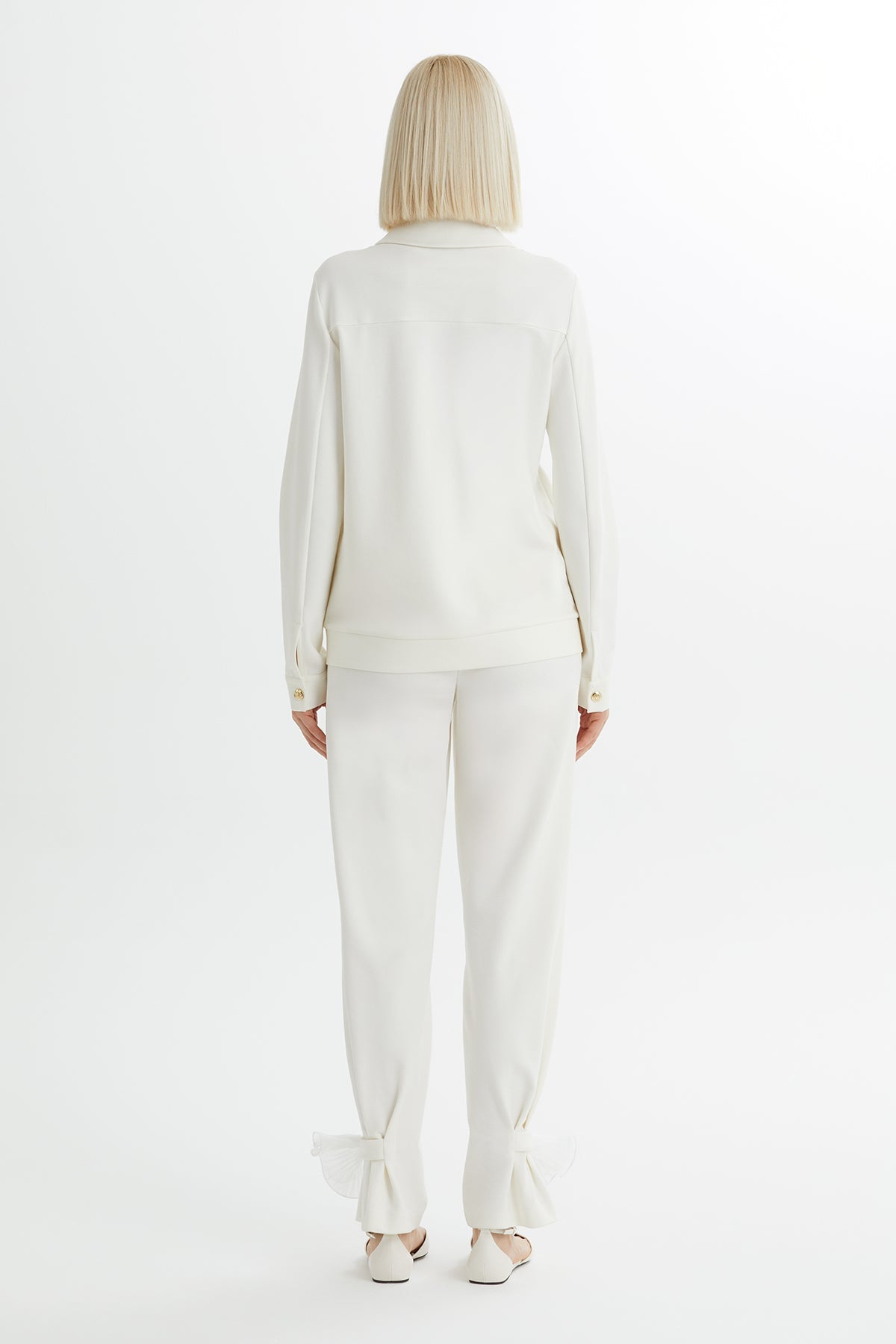 Ecru Jacket and Pants Sweatshirt Set