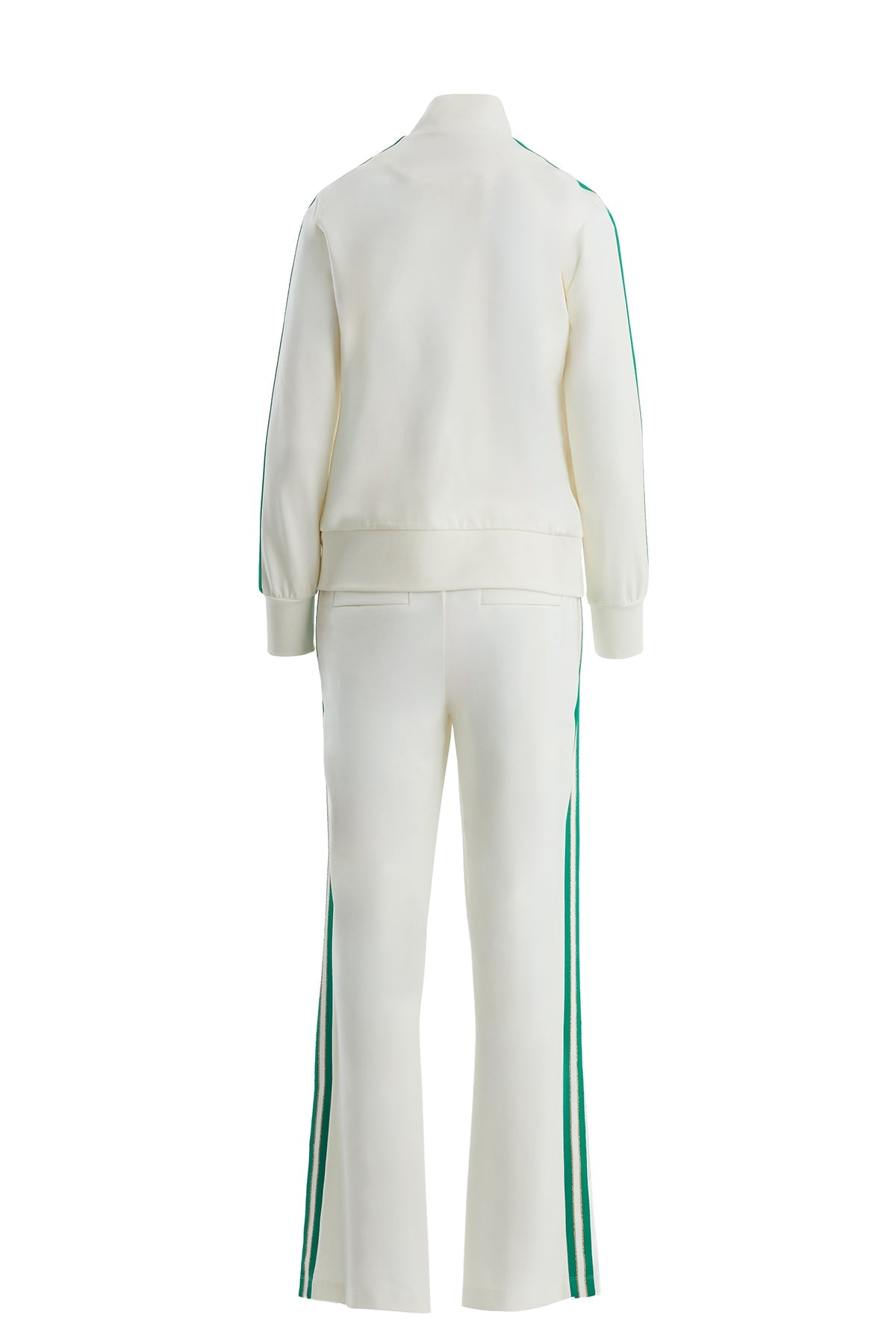 Ecru Jacket and Pants Sweatshirt Set with Knit Details