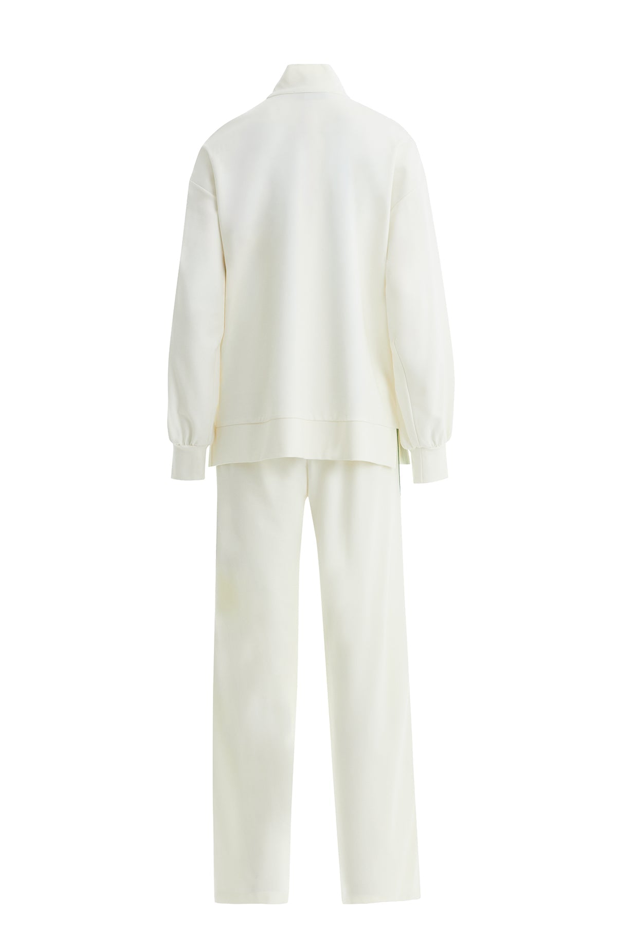 Ecru Knit-Detail Top and Pants Sweatshirt Set