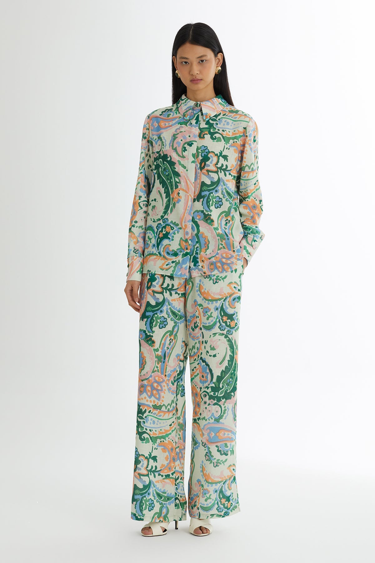 Embroidered Patterned Shirt Trouser Set
