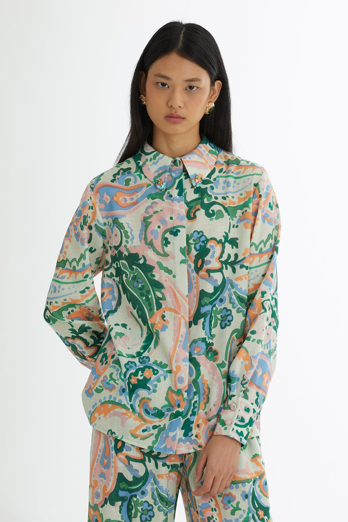 Embroidered Patterned Shirt Trouser Set