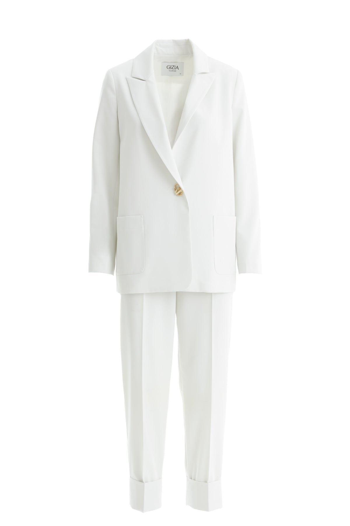 Ecru Single-Button Blazer Suit