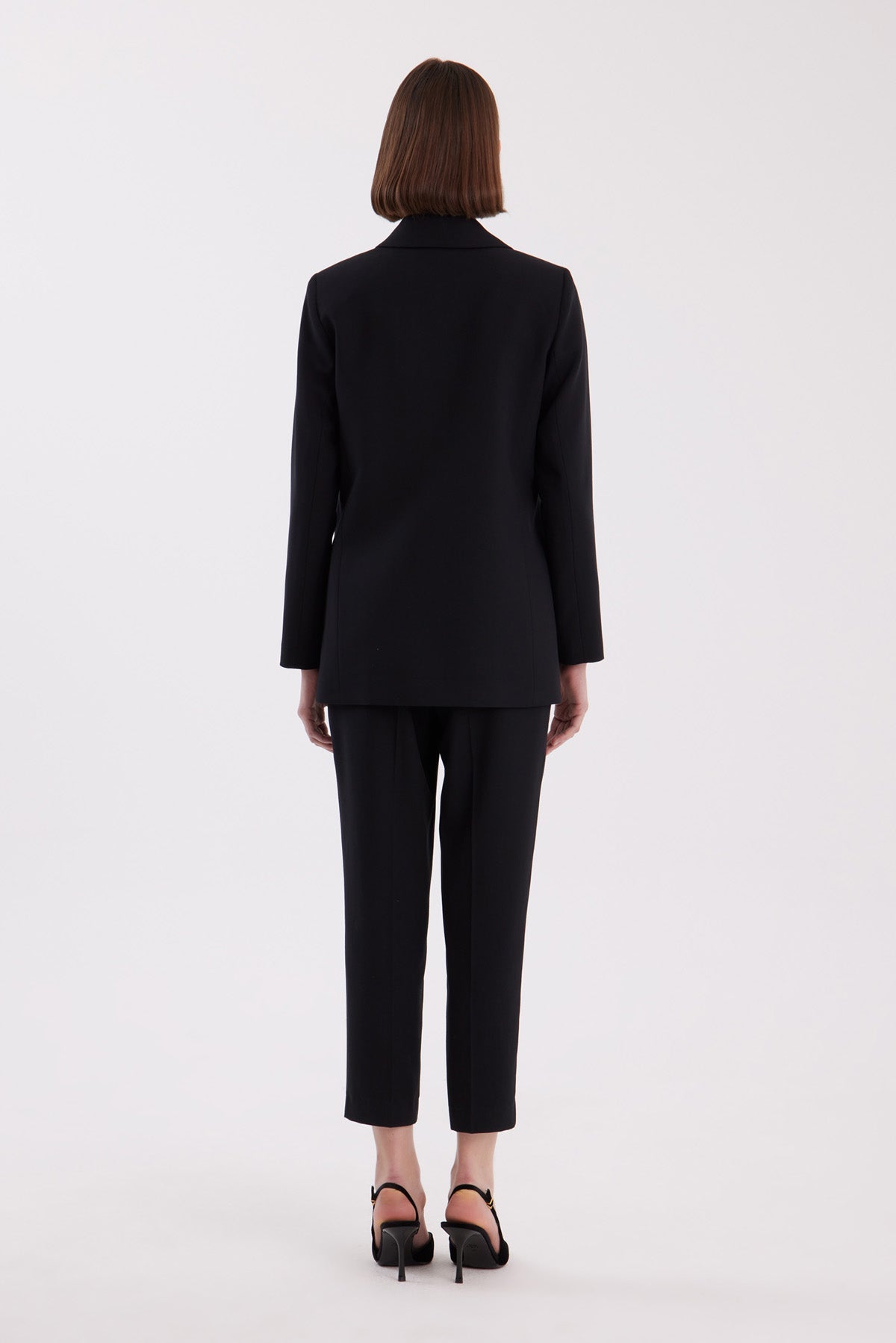 Black Jacket and Carrot-Leg Pants Set