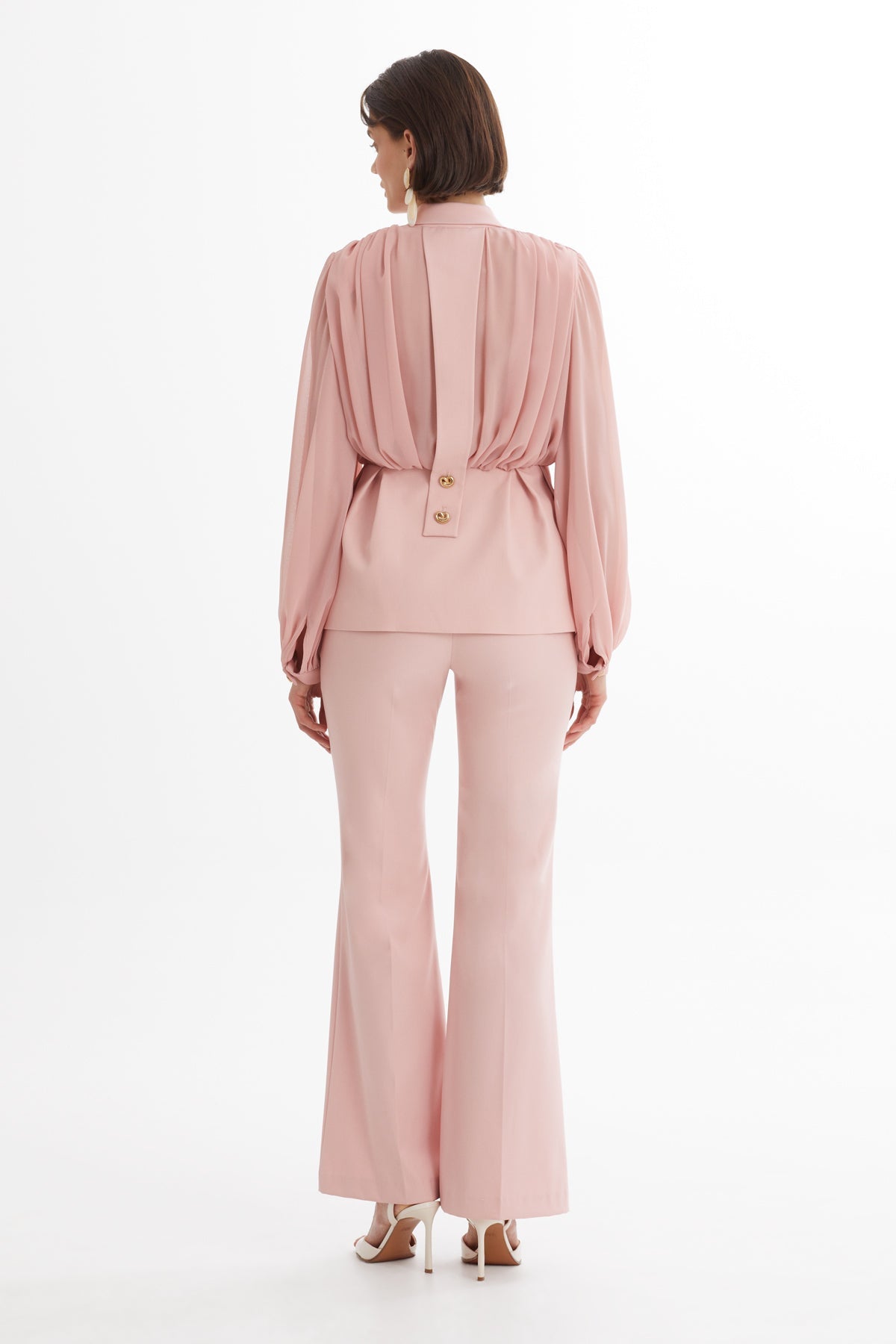 Orange V-Neck Suit Set