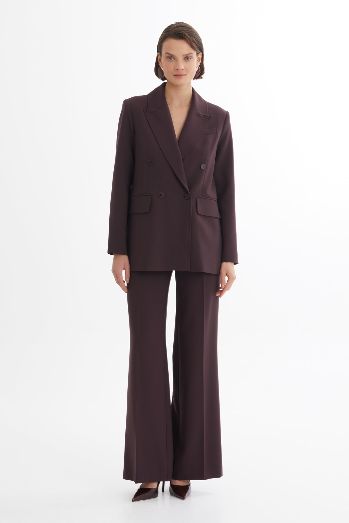 Red Double-Breasted Blazer and Pants Suit