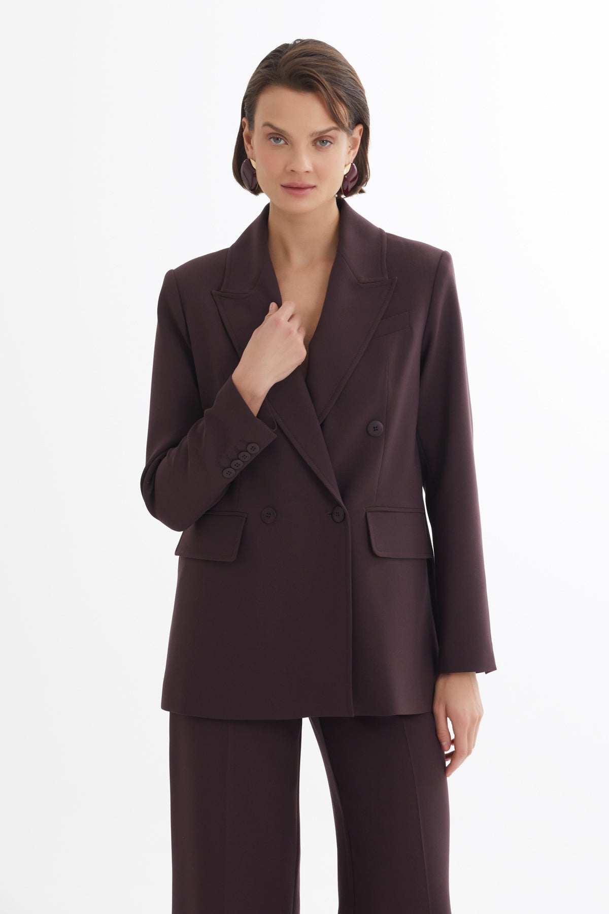 Red Double-Breasted Blazer and Pants Suit