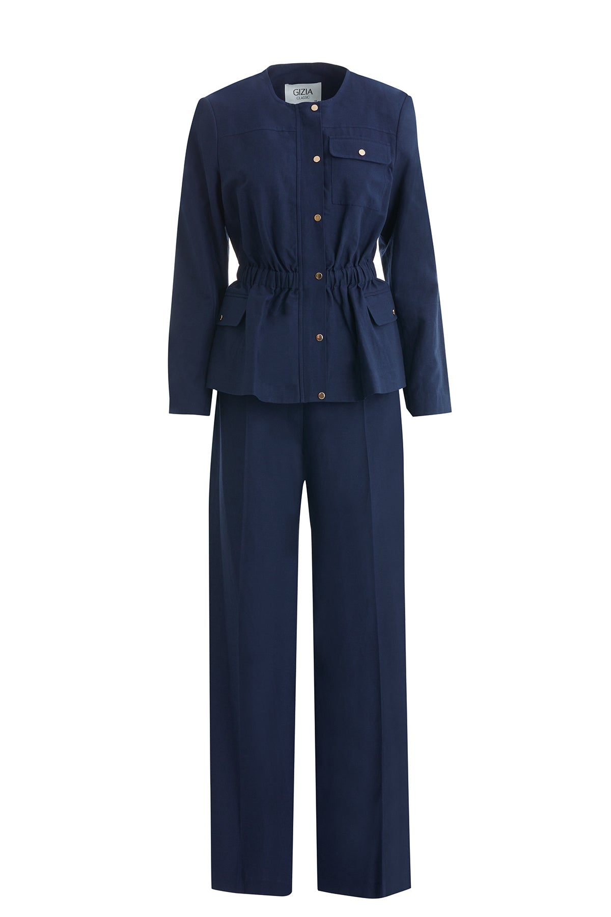 Dark Navy Jacket and Straight-Leg Pants Set