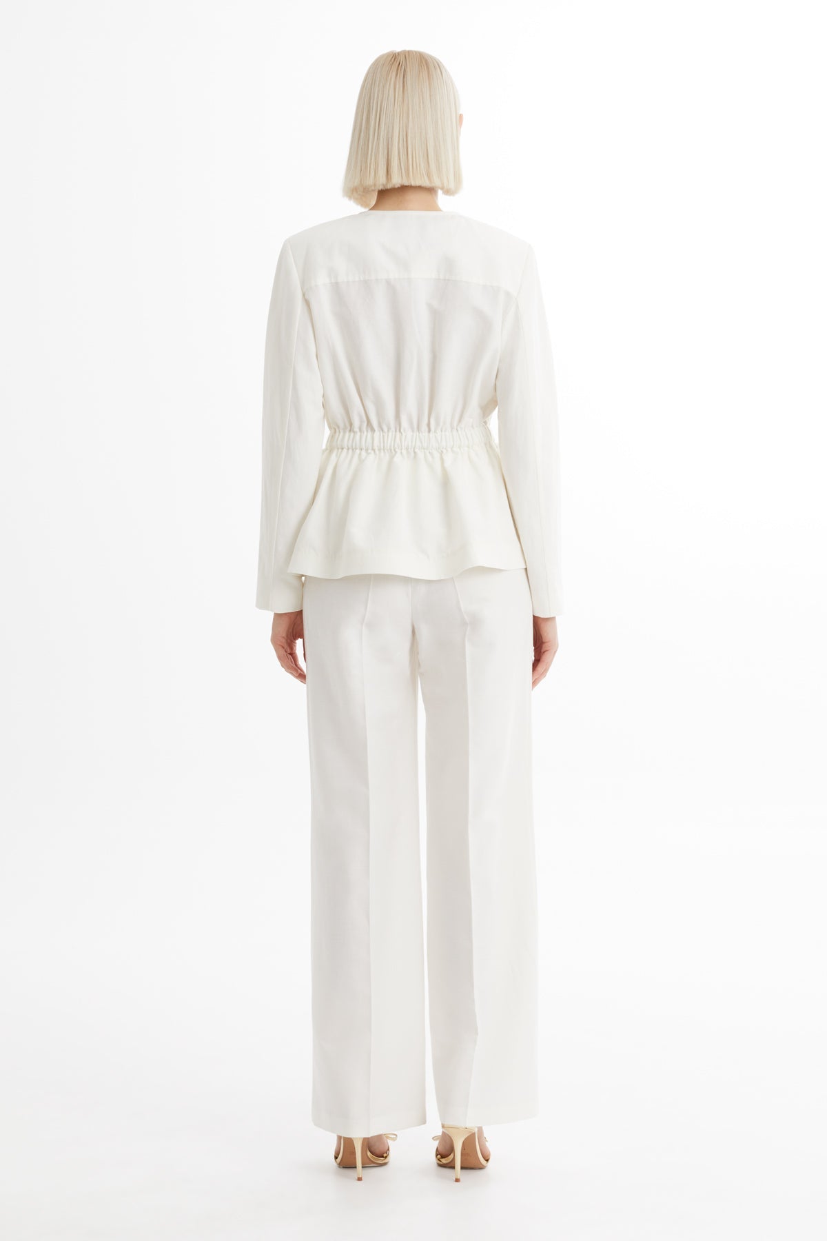 Ecru Jacket and Straight-Leg Pants Set